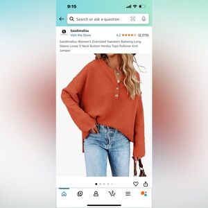 orange button sweater